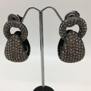 Crystal/Titanium 3 Style Hoop Earrings